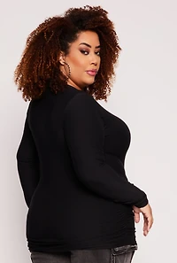 Plus Ruched Side Long Sleeve Top