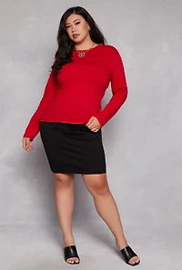 Plus Basic Crew Neck Long Sleeve Top