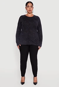 Plus Mineral Wash Long Sleeve Crew Neck Tee