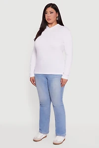 Womens Plus Size Long Sleeve Pullover Hoodie, White, Size 2X