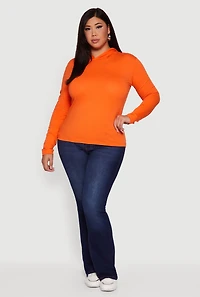 Womens Plus Long Sleeve Pullover Hoodie,