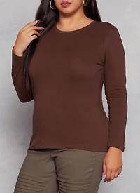 Plus Long Sleeve Basic T Shirt