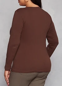 Plus Long Sleeve Basic T Shirt