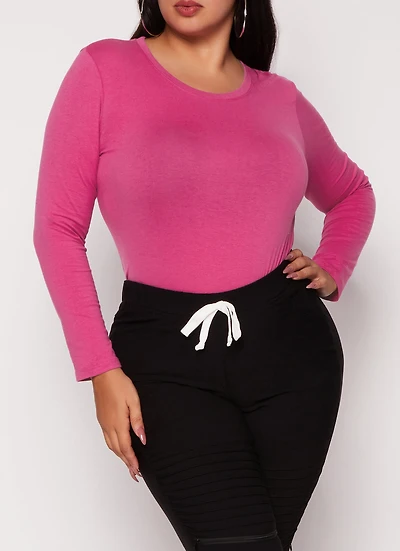 Womens Plus Long Sleeve Basic T Shirt, 2X
