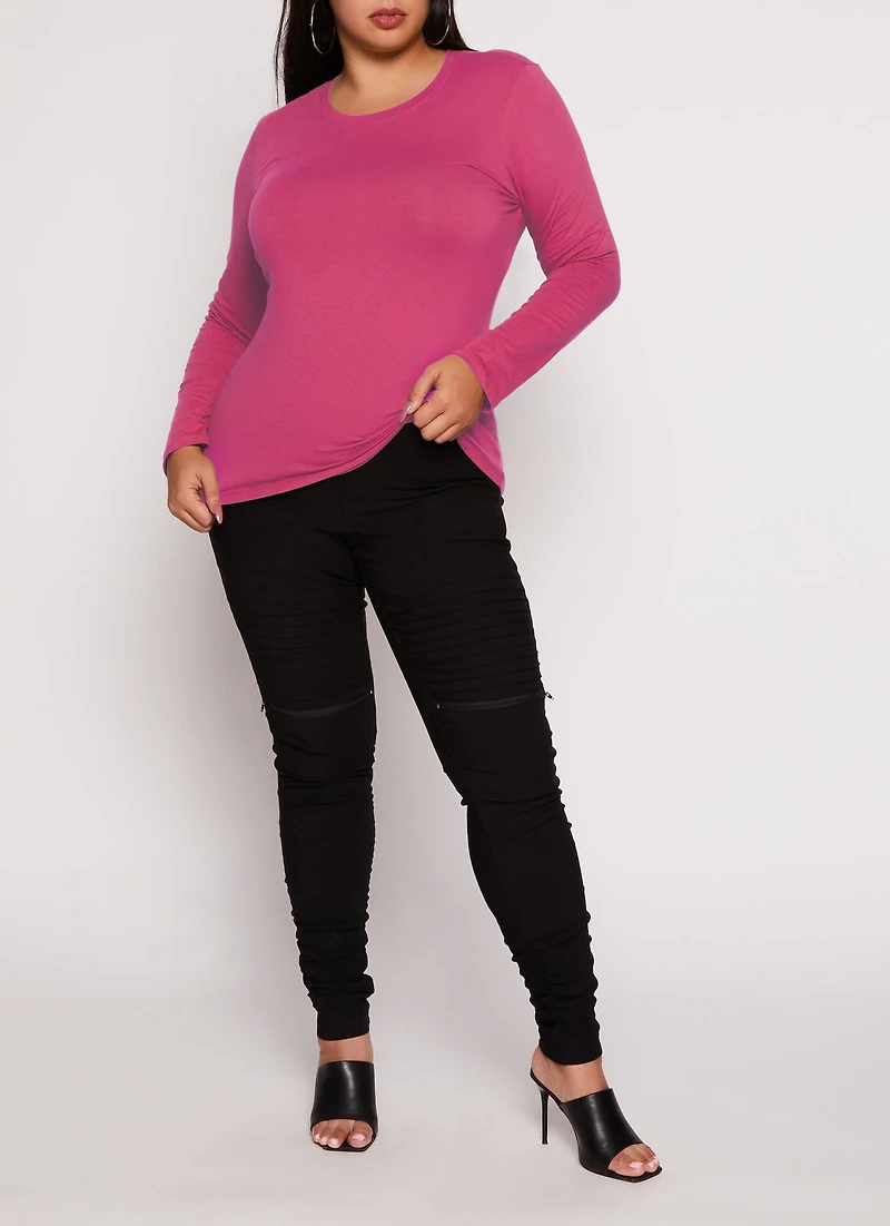Womens Plus Long Sleeve Basic T Shirt, 2X