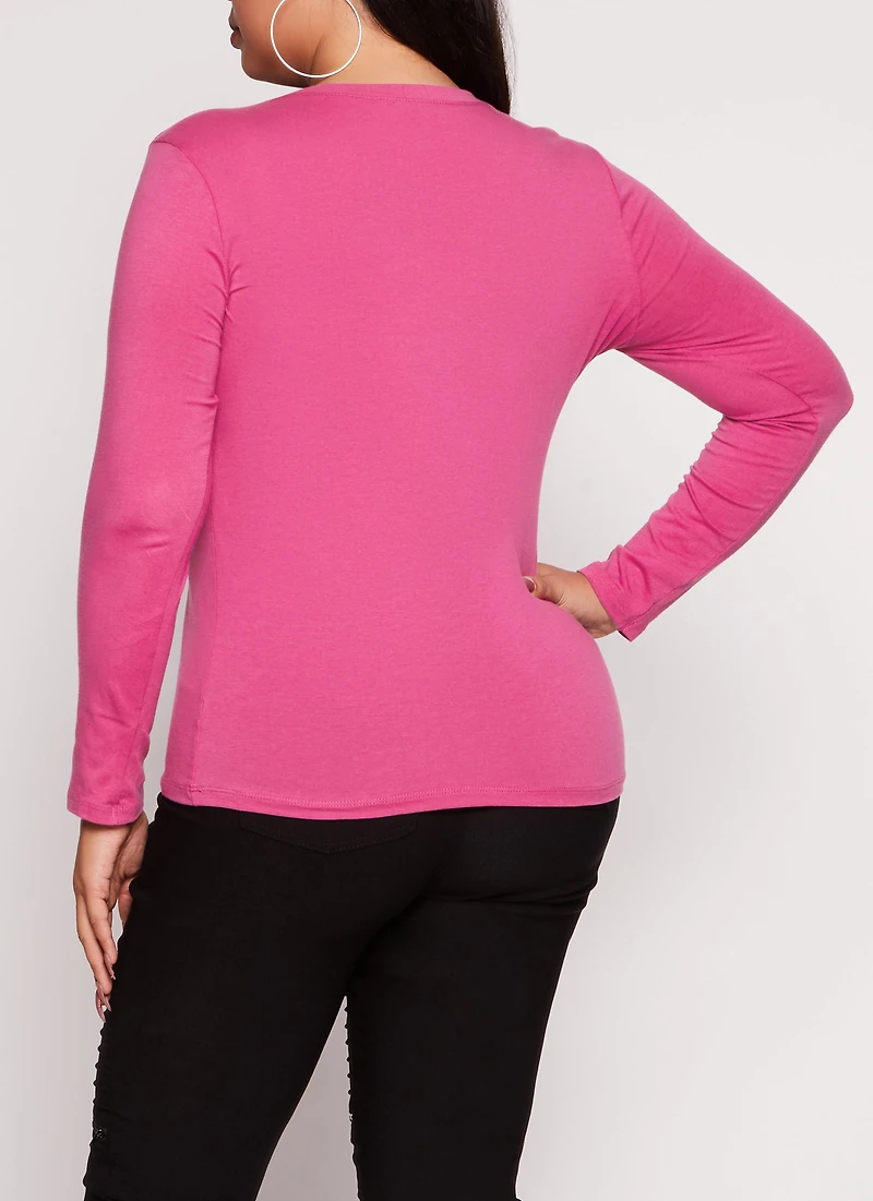 Womens Plus Long Sleeve Basic T Shirt, 2X