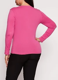 Womens Plus Long Sleeve Basic T Shirt, 2X