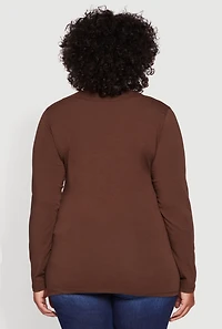Womens Plus Long Sleeve V-Neck Basic Tee,