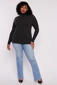 Womens Plus Ruched Mock Neck T Shirt,