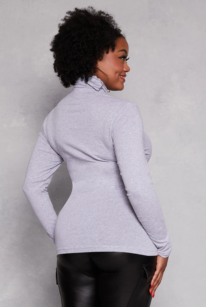 Womens Plus Ruched Mock Neck T Shirt,