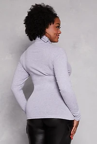 Womens Plus Ruched Mock Neck T Shirt,
