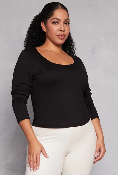 Plus Double Layered Scoop Neck Top