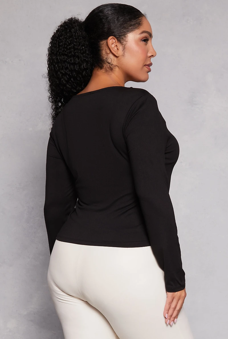 Plus Double Layered Scoop Neck Top