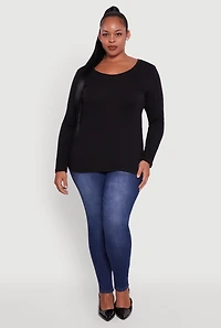 Plus Long Sleeve Scoop Neck Tee