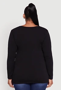 Womens Plus Long Sleeve Scoop Neck Tee,