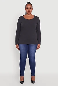 Plus Long Sleeve Scoop Neck Tee
