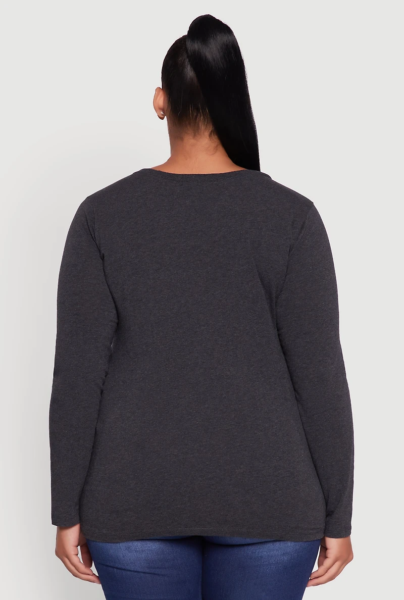 Plus Long Sleeve Scoop Neck Tee