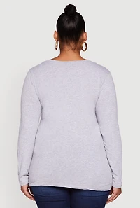 Womens Plus Long Sleeve Scoop Neck Tee, 3X