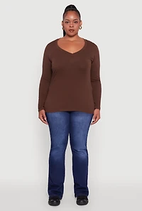 Plus Long Sleeve V-Neck Tee