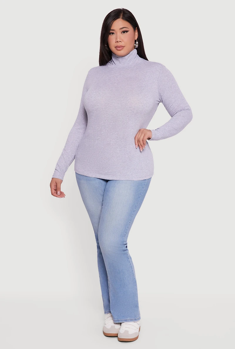 Womens Plus Size Ruched Funnel Neck Long Sleeve Top, Grey, Size 2X