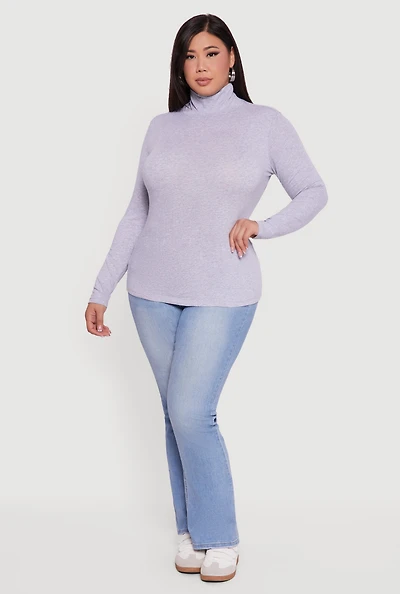 Womens Plus Size Ruched Funnel Neck Long Sleeve Top, Grey, Size 2X