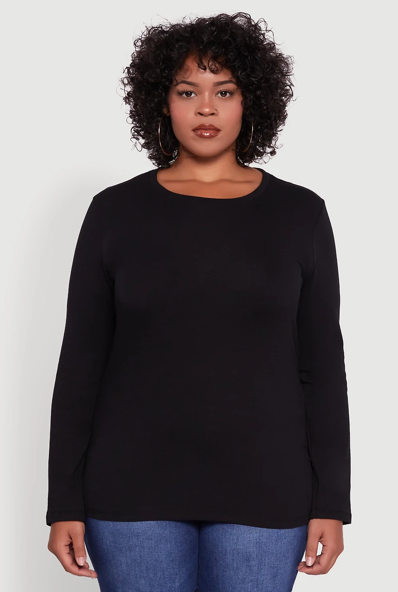 Plus Long Sleeve Crew Neck Tee