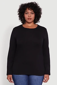 Plus Long Sleeve Crew Neck Tee