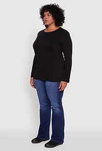 Womens Plus Long Sleeve Crew Neck Tee,