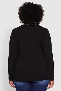 Womens Plus Long Sleeve Crew Neck Tee,