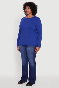 Womens Plus Long Sleeve Crew Neck Tee,