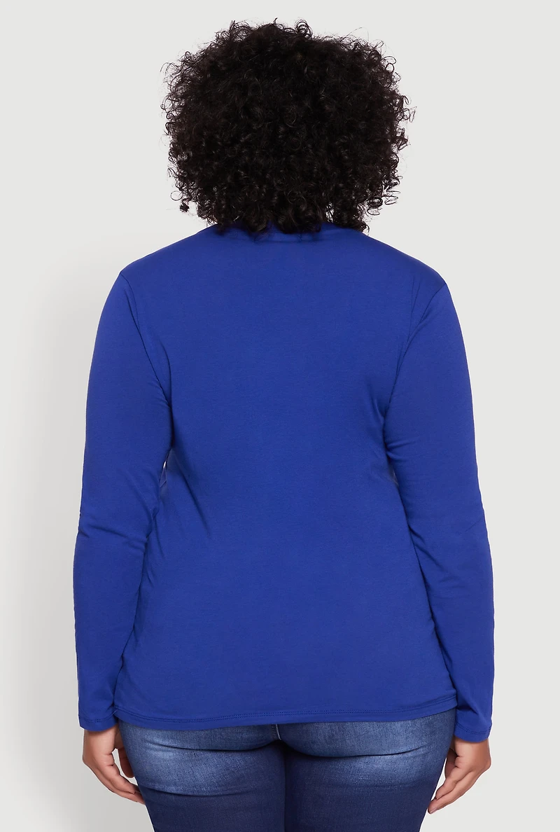 Womens Plus Long Sleeve Crew Neck Tee,