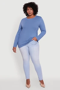 Womens Plus Long Sleeve Crew Neck Tee,