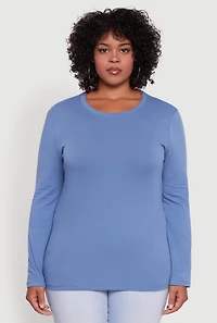 Womens Plus Long Sleeve Crew Neck Tee,
