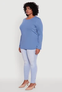 Womens Plus Long Sleeve Crew Neck Tee,