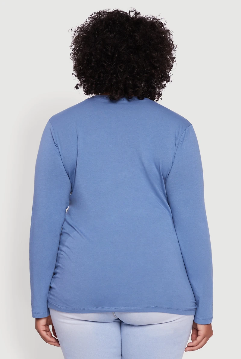 Womens Plus Long Sleeve Crew Neck Tee,