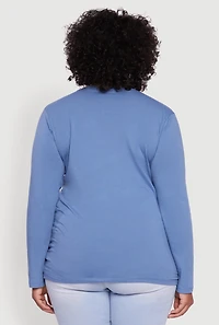 Womens Plus Long Sleeve Crew Neck Tee,
