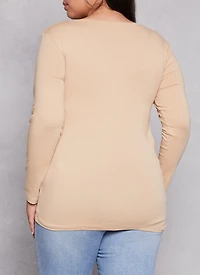 Womens Plus Basic Scoop Neck Long Sleeve T Shirt,