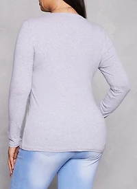 Plus Basic Long Sleeve V Neck Tee