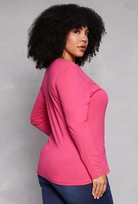 Plus Basic Long Sleeve V Neck Tee