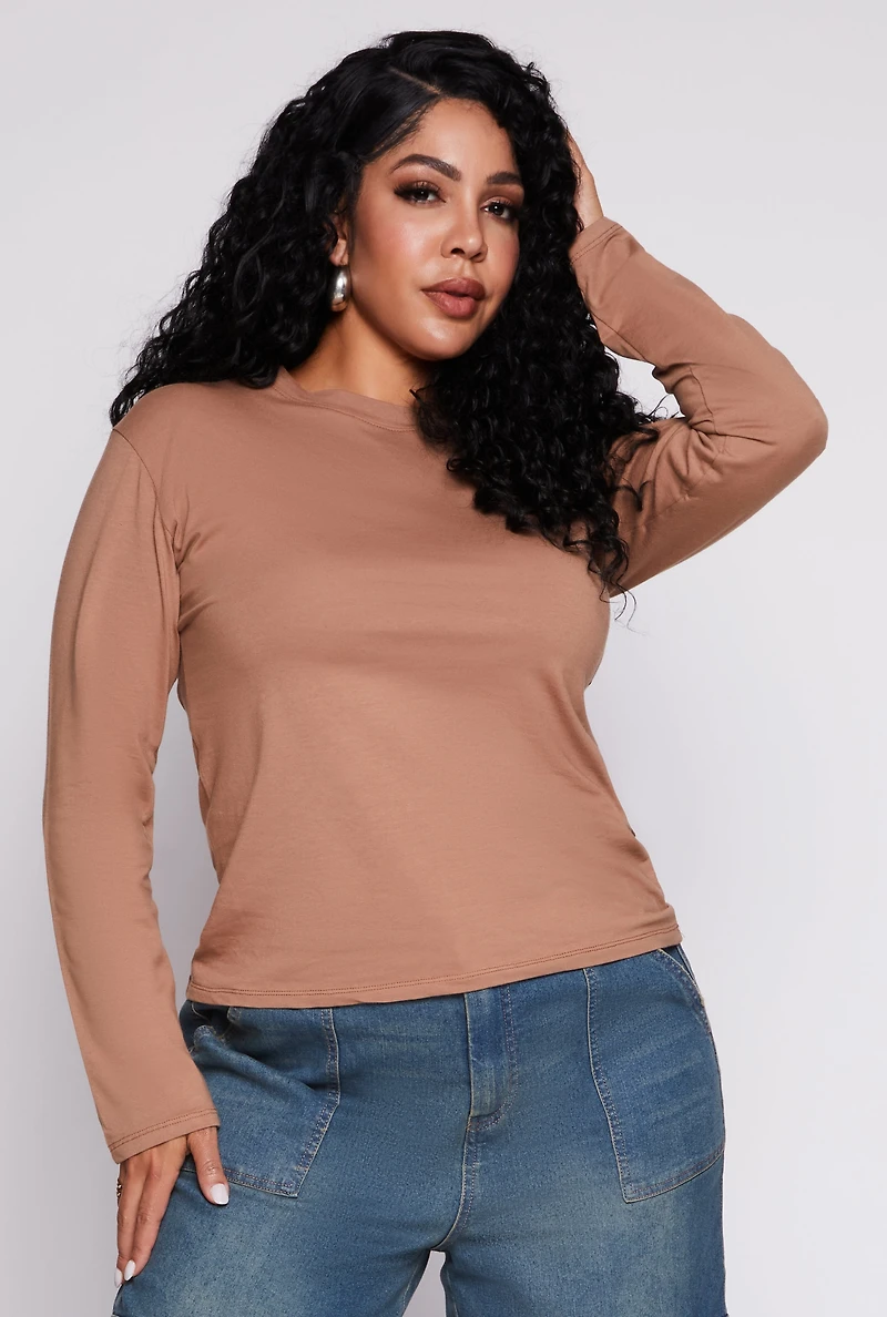 Plus Long Sleeve Crew Neck Tee