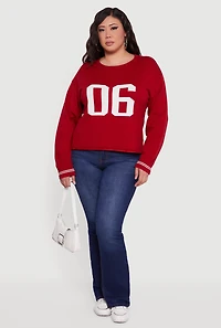 Plus Ribbed Knit 06 Graphic Print Sweater