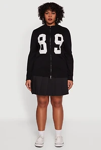Plus 89 Zip Front Mock Neck Sweater