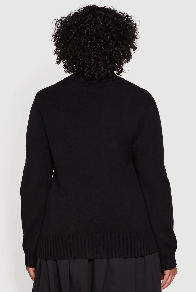 Plus 89 Zip Front Mock Neck Sweater