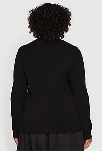 Plus 89 Zip Front Mock Neck Sweater