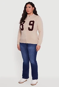 Plus 89 Zip Front Mock Neck Sweater