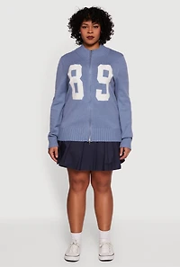 Plus 89 Zip Front Mock Neck Sweater