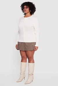 Plus Button Front Long Sleeve Cardigan