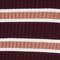Plus Striped Rib Knit Polo Sweater