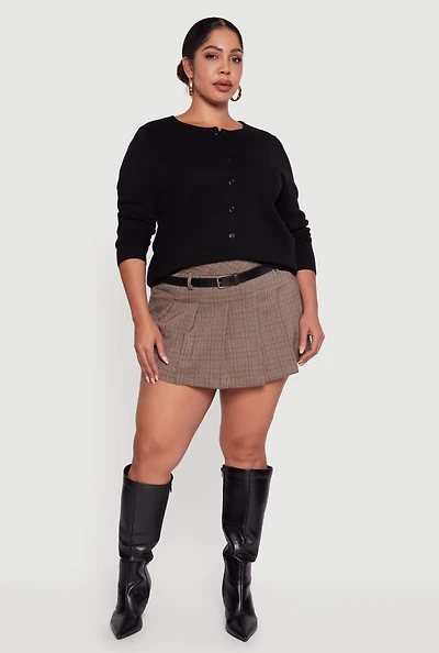 Womens Plus Long Sleeve Button Front Cardigan,