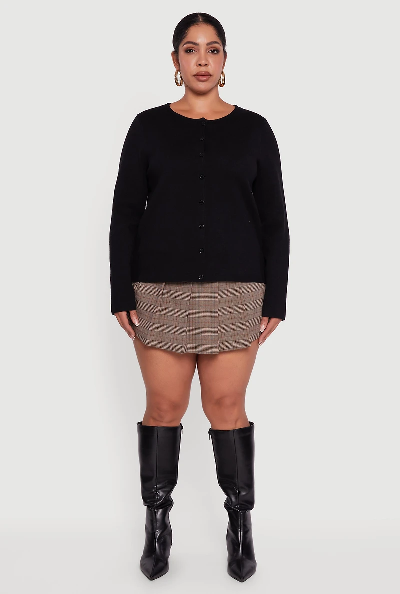 Womens Plus Long Sleeve Button Front Cardigan, 4X